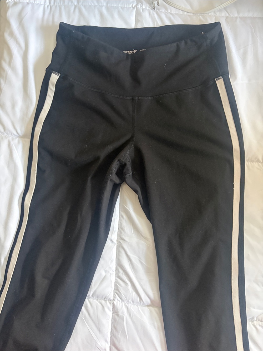 Old Navy Black Leggings with White Side Stripes
